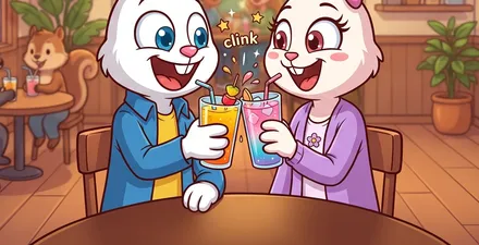ウェルカムドリンクで乾杯するイメージ(イラスト)