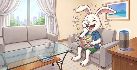 お部屋でマンガを読むイラスト(101号室のマンガ部屋)